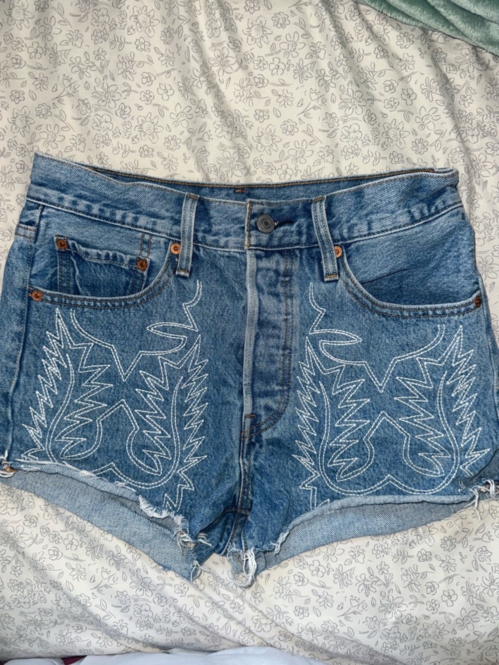 Levi’s premium collection 501 denim embroidered shorts